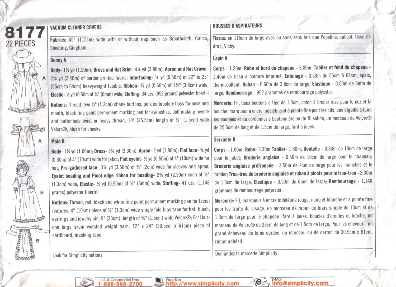 Vacuum Cleaner Covers Sewing Pattern Simplicity 8177 UNCUT