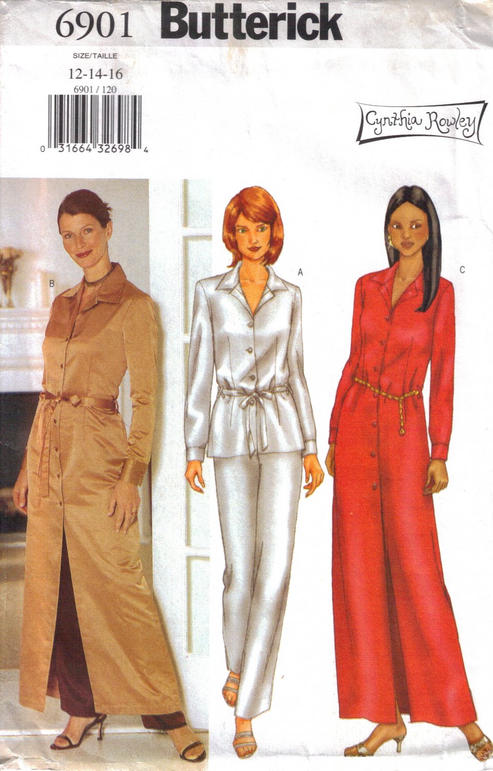 Misses' Top Dress Pants Belt Sewing Pattern Size 12-16 Butterick 6901 UNCUT