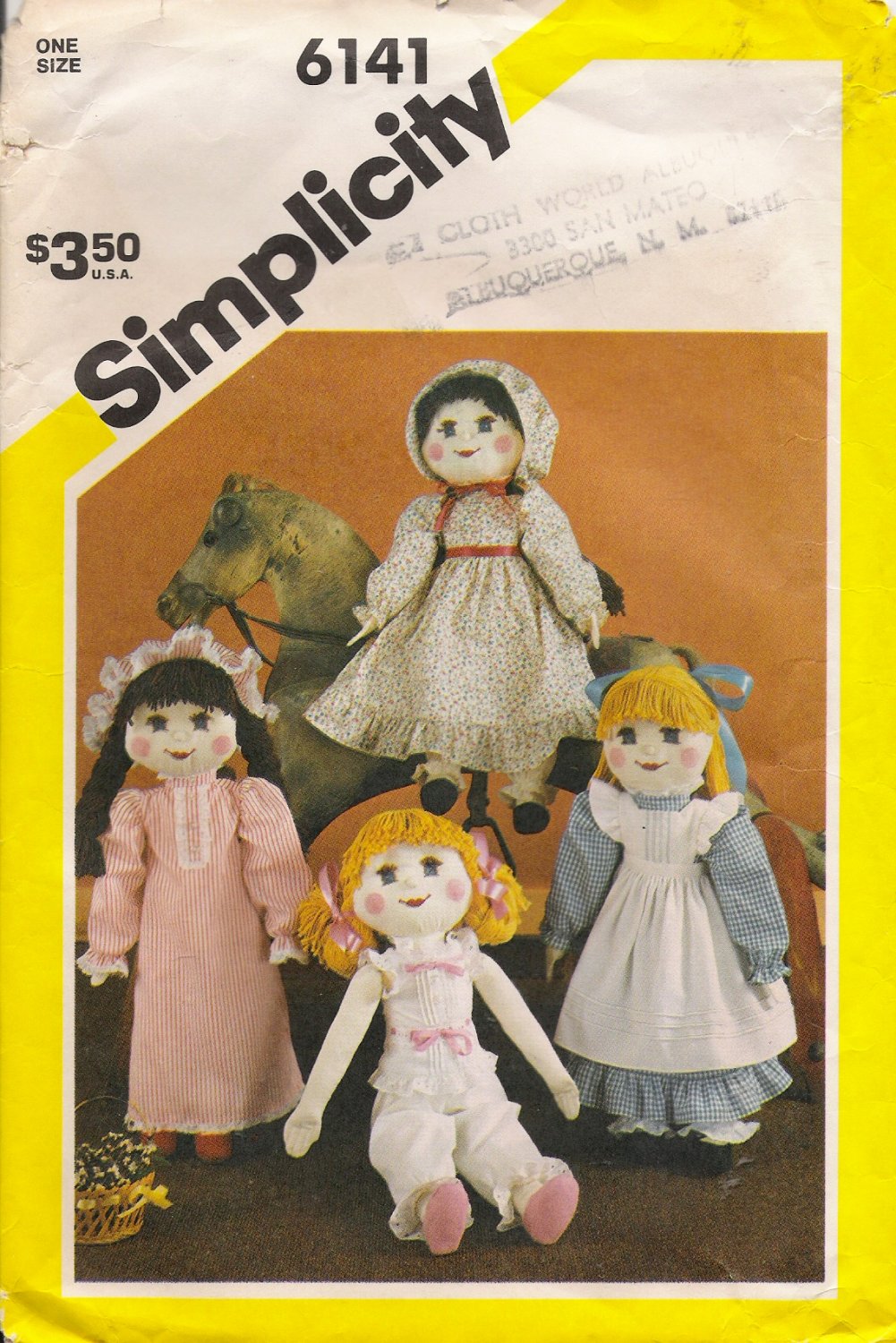 Vintage Sewing Pattern Stuffed Doll & Wardrobe Simplicity 6141 UNCUT