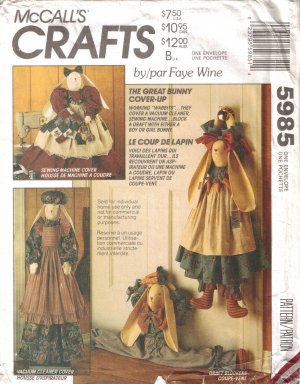 Great Bunny Cover Up Draft, Sewing Machine & Vacuum Cleaner Cover Sewing Pattern McCall's 5985 UNCUT