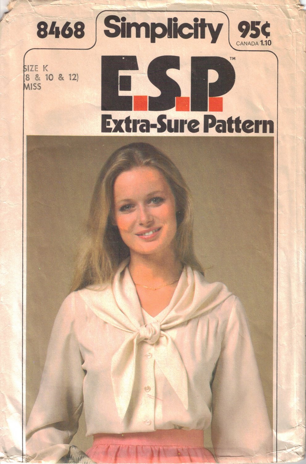Vintage Sewing Pattern Misses' Blouse & Scarf Size 8-12 Simplicity 8468 UNCUT