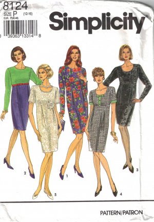Misses' Dress Sewing Pattern Size 12-16 Simplicity 8124 UNCUT