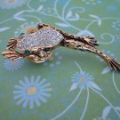 TREE FROG PIN/BROOCH Gold Color, Swarvoski Crystal Pin