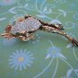 TREE FROG PIN/BROOCH Gold Color, Swarvoski Crystal Pin
