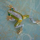 TREE FROG PIN/BROOCH, Green Frog, Swarvoski Crystal Pin