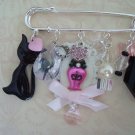 BROOCH...Sweet In Pink, Cat and Pink Jewels Kilt Pin, ...Designed By THE QUEENS ROYAL COACH