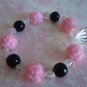 Bracelet, THE QUEENS PinK RoSeS with DIAMOND DROP and Black BeAdS Bracelet