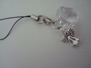 ANGEL Charm, Clear Bead PHONE LANYARD