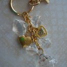 Fits Coach, Key Chain, Purse Charm,  Key Fob, Hearts, Gold, Queens Royal Coach