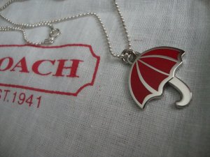 Coach Necklace, Red Umbrella Coach Charm, New, Collectible, Charm Necklace