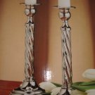Candle Holders Home Decor Silver Tone Swirl Crystalite Candlesticks New