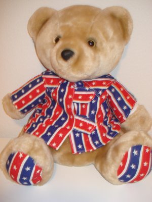 Brown Bear Red Blue White Stars On Shirt And Feet New