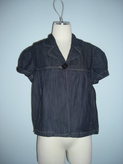 NWT Denim Babydoll Trapeze Fly Away Jacket top XL XLarge