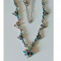 Women's Blue & Copper Weighted Crystal Flower Petal Sliver Necklace