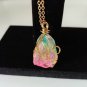 Gold Wire Wrapped Rainbow Crystal Gemstone Necklace
