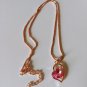 Pink Sapphire Crystal Heart Gold Pendant Necklace