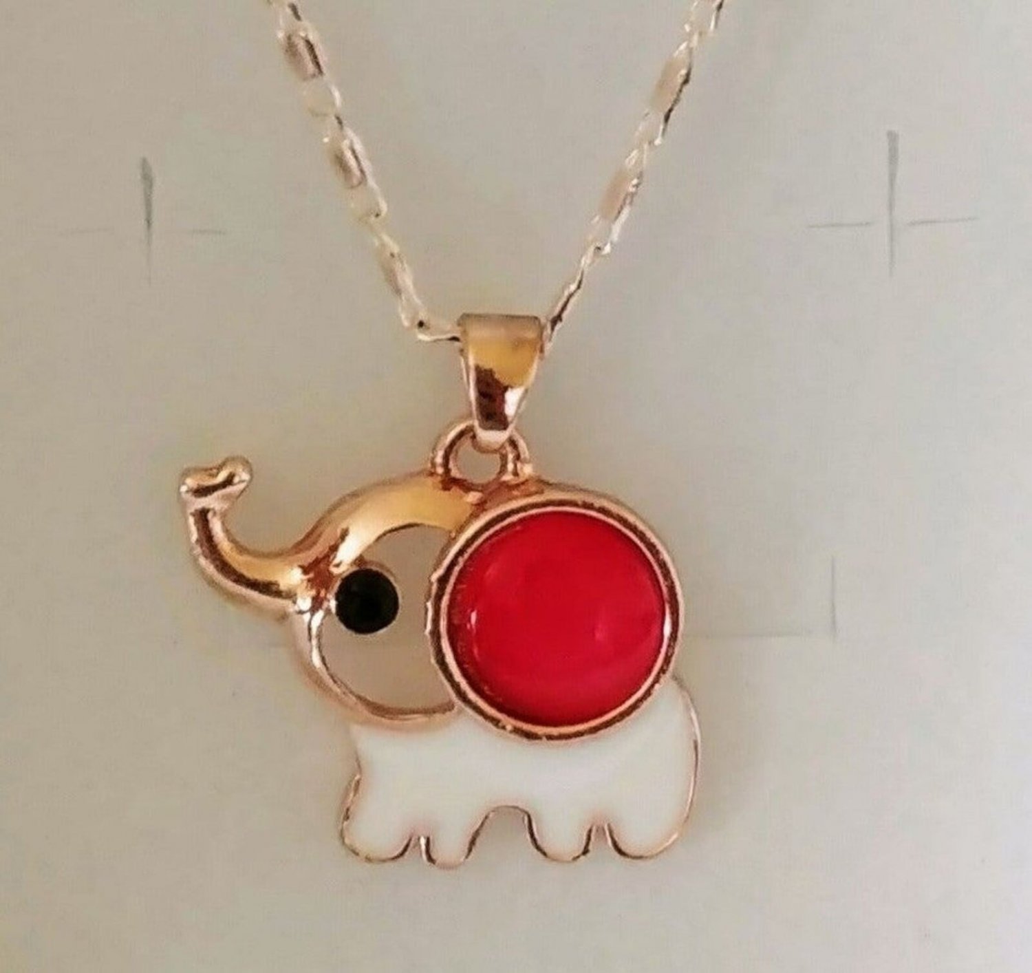 Pink Opal Rose Gold Elephant Pendant Necklace and Rose Gold Stud Earrings Set