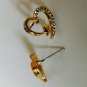 Yellow Gold Heart Shaped Earrings with Simulated Diamonds - Brand New