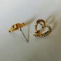 Yellow Gold Heart Shaped Earrings with Simulated Diamonds - Brand New