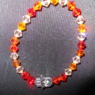 Fire Opal, Sun and Peach Swarovski Crystal Hamsa Stretch Bracelet