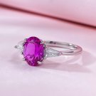 6 * 8mm oval pink steel ring for women’s daily fashion trend