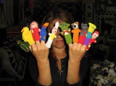 500 Hand Knitted Finger Puppets from Peru Merino Wool, Various Designs