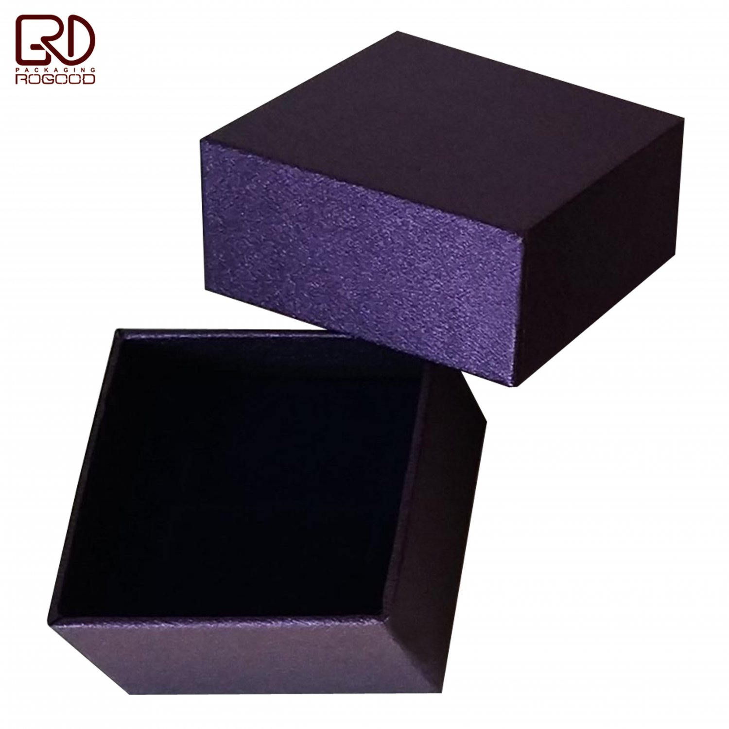700pcs/lot Duty Free Rigid Purple Paper Cardboard Box 50x50x30mm for Ring Earring With Black Sponge