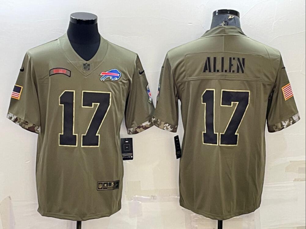 Men's Or Youth Josh Allen #17 Bills 2022 Salute To Service Limited Jersey - Olive