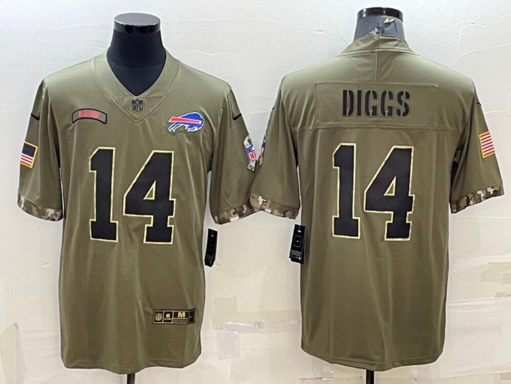 Men's Or Youth Stefon Diggs #14 Bills 2022 Salute To Service Limited Jersey - Olive