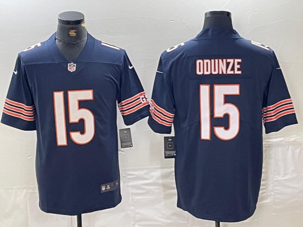 Men's Rome Odunze #15 Chicago Bears 2024 NFL Draft First Round Pick Player Jersey Navy