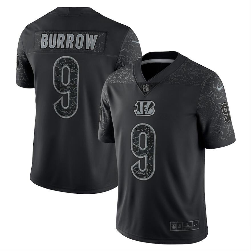 Men's Or Youth Joe Burrow #9 Cincinnati Bengals RFLCTV Limited Jersey - Black