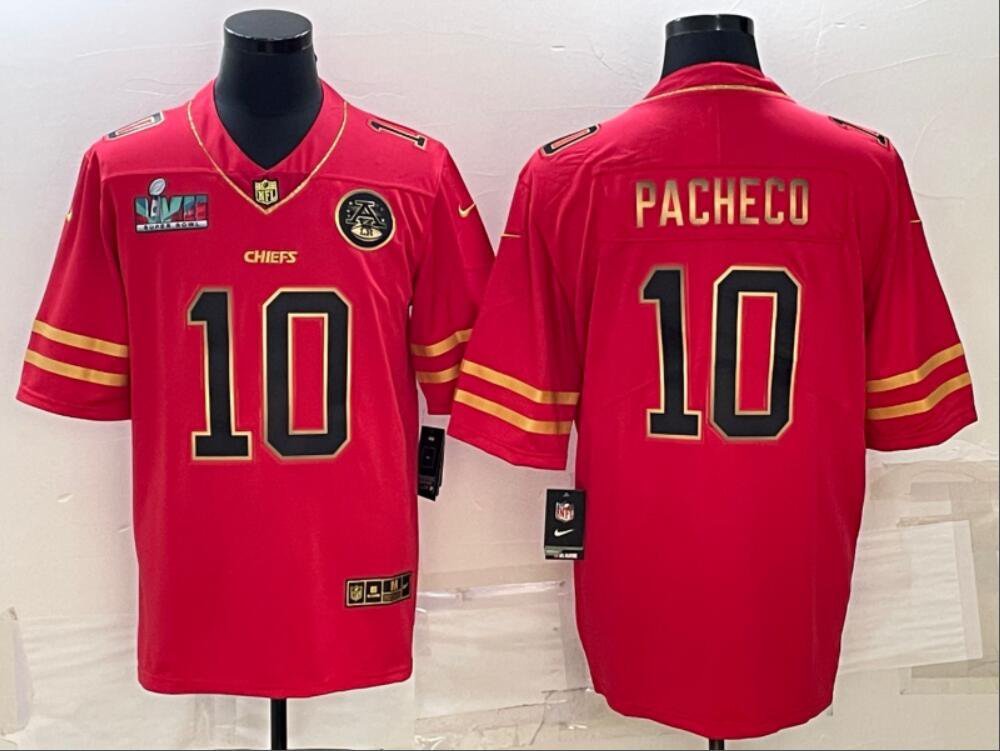 Men's Or Youth Isiah Pacheco #10 Kansas City Chiefs Super Bowl LVII Patch Limited Fashion Jersey Red