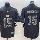 Men's Or Youth Patrick Mahomes #15 Chiefs Limited Jersey Black Reflective Version Christmas Gift