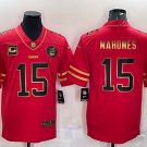 Men's Or Youth Patrick Mahomes #15 Chiefs Limited Player Jersey Red Gold Christmas Gift