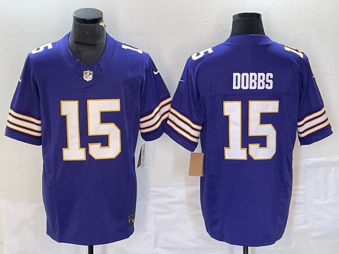 Men's Or Youth Joshua Dobbs #15 Vikings Throwback Jersey Purple Christmas Gift