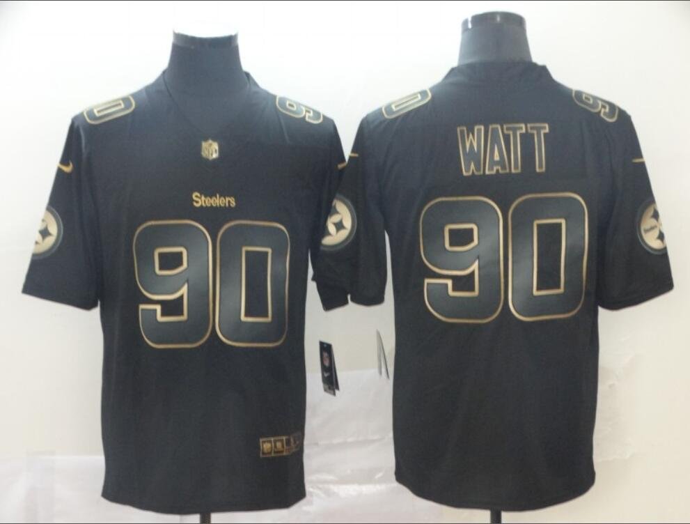 Men's Or Youth T.J. Watt #90 Pittsburgh Steelers Limited Jersey - Black Gold