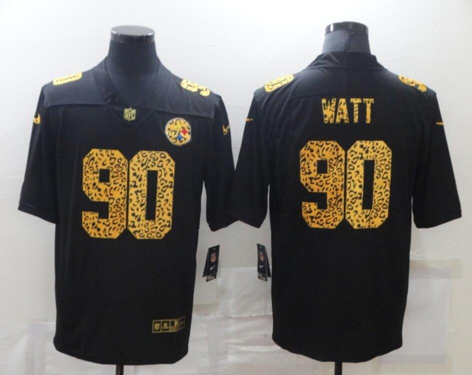 Men's Or Youth T.J. Watt #90 Pittsburgh Steelers Limited Jersey - Black Leopard Print