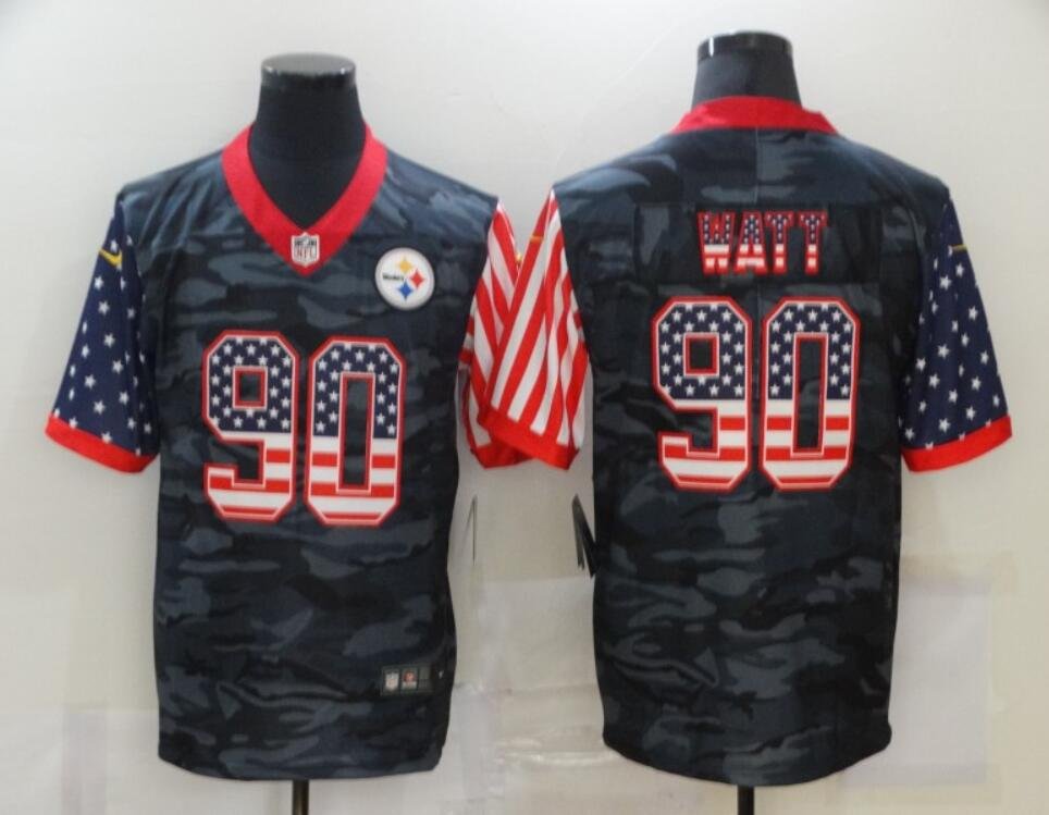 Men's Or Youth T.J. Watt #90 Pittsburgh Steelers Limited Jersey - Olive USA Flag Gift
