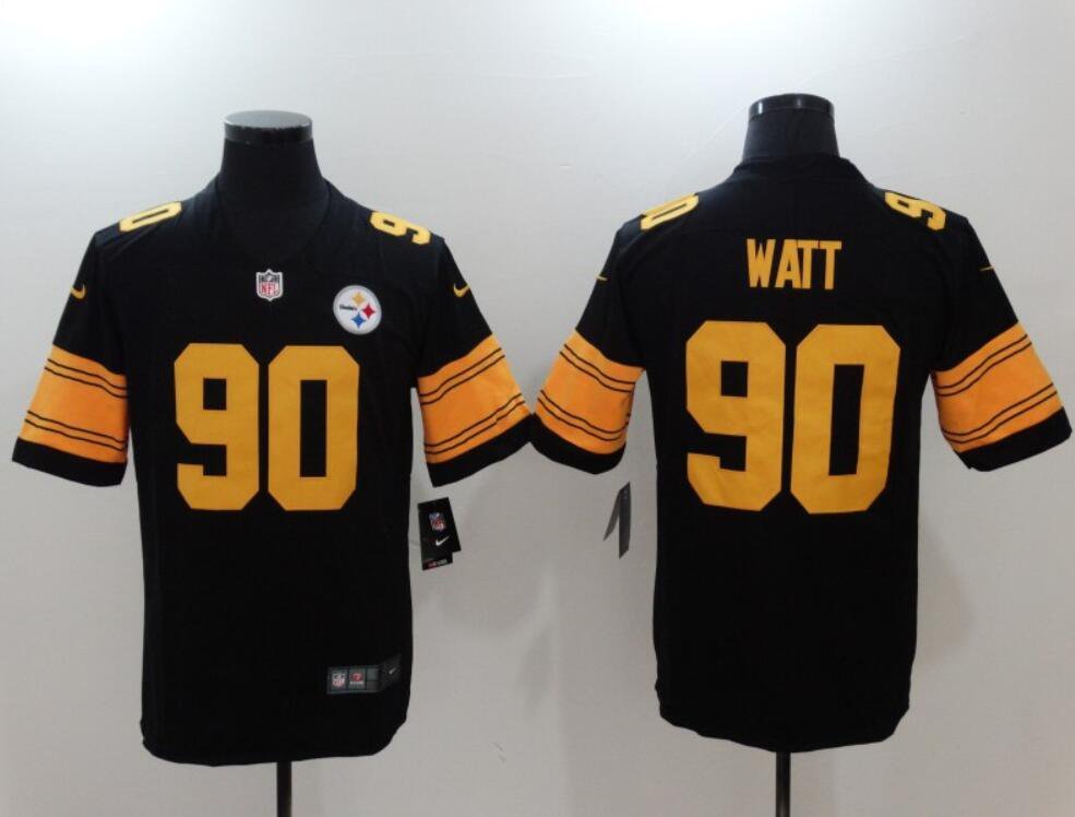Men's Or Youth T.J. Watt #90 Steelers Limited Jersey - Black Color Gift