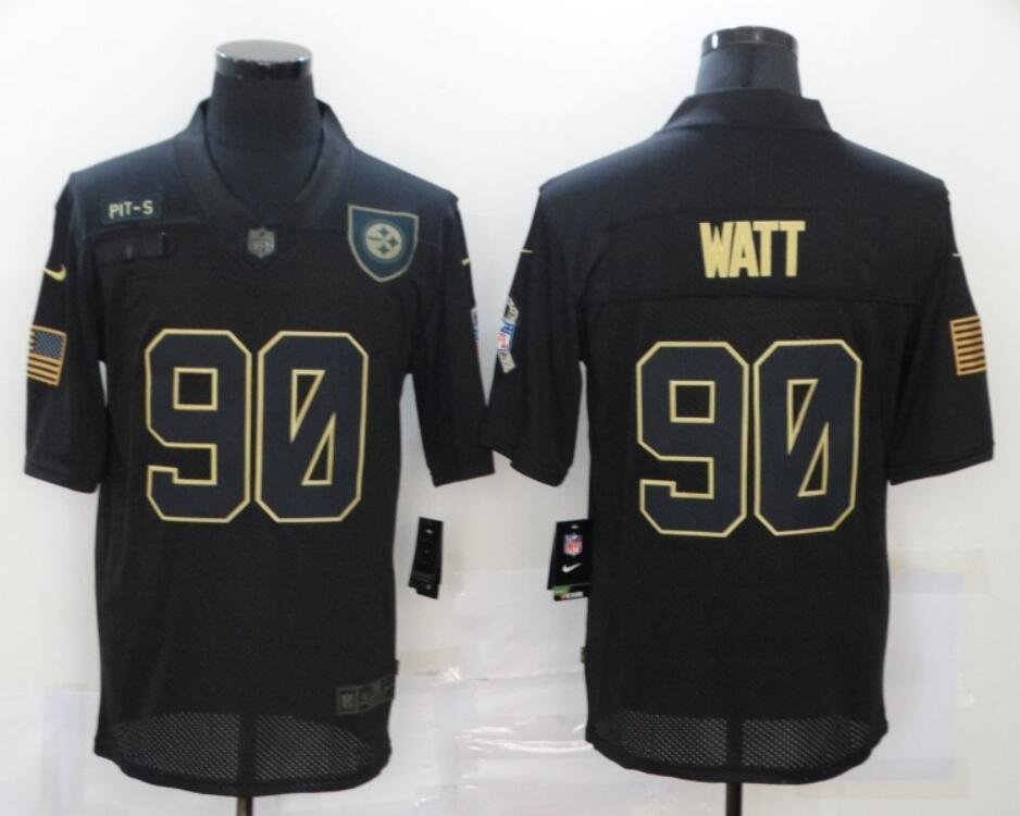 Men's Or Youth T.J. Watt #90 Steelers Limited Jersey - Black Gold Gift