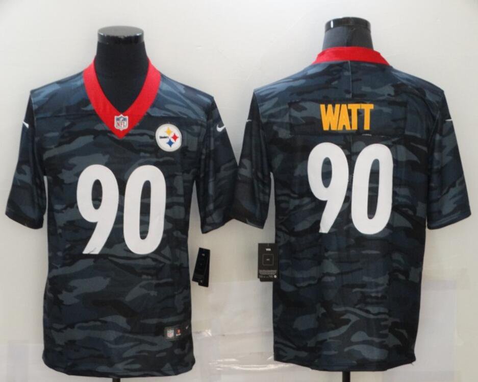 Men's Or Youth T.J. Watt #90 Steelers Limited Jersey - Olive USA Flag Gift