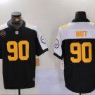 Men's T.J. Watt #90 Steelers Fashion Game Jersey - Black & White Christmas Gift