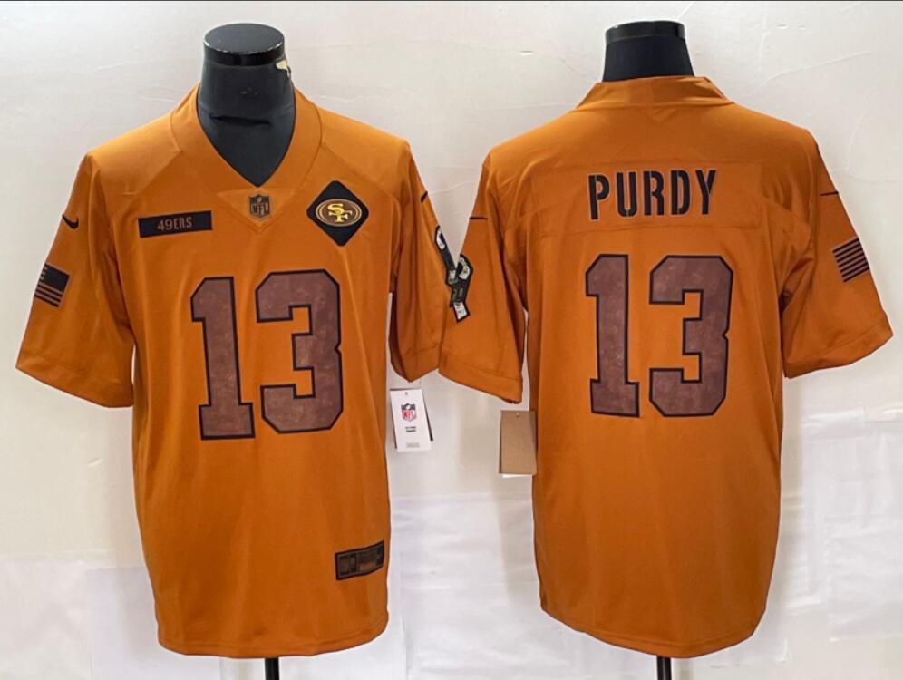 Men's Or Youth Brock Purdy #13 SF 49ers 2023 Salute To Service Limited Jersey Brown Gift