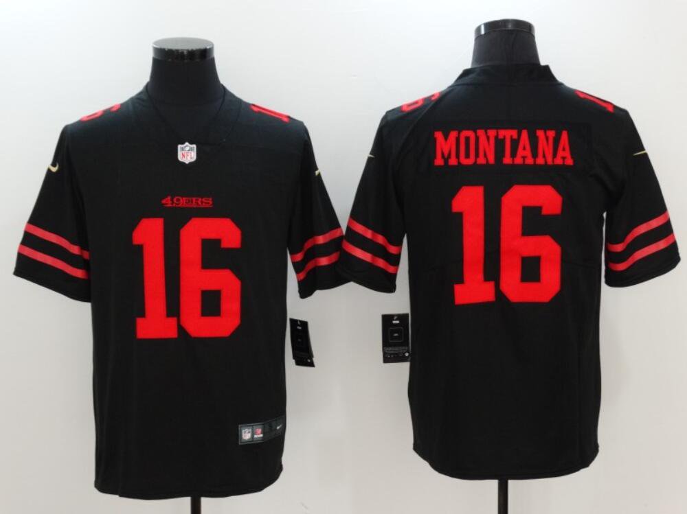 Men's Or Youth Joe Montana #16 SF 49ers Limited Jersey Black Christmas Gift