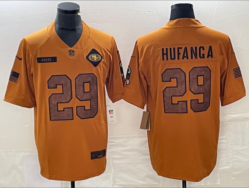 Men's Or Youth Talanoa Hufanga #29 SF 49ers 2023 Salute To Service Limited Jersey Brown Gift