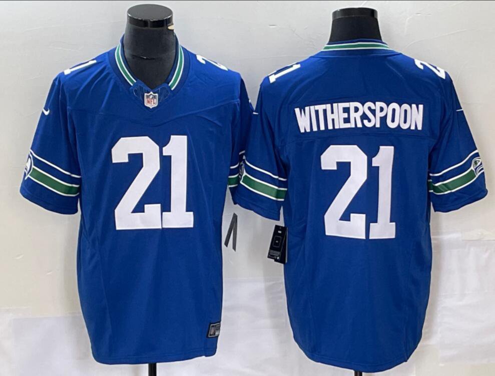 Men's Or Youth Devon Witherspoon #21 Seahawks Throwback Jersey Royal Christmas Gift