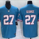 Men's Or Youth Eddie George #27 Titans Throwback Jersey Light Blue Christmas Gift
