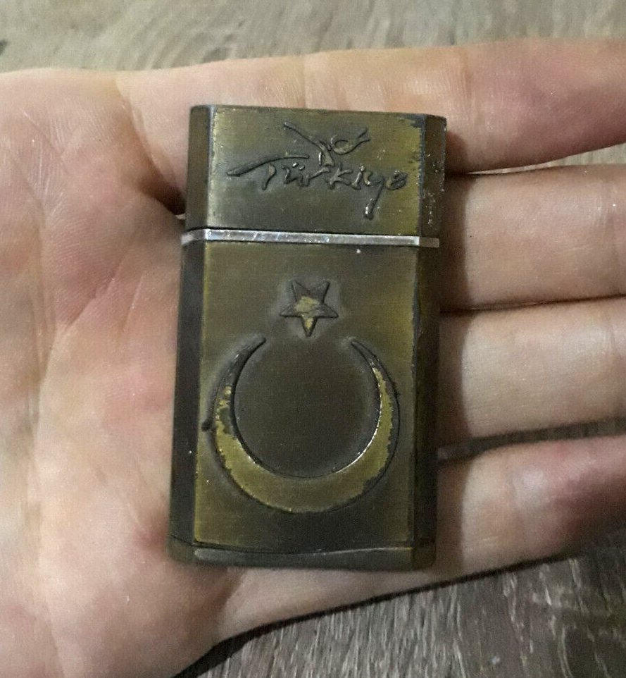 Vintage New Jet Flame Windproof Lighter Bronze Collectible Tabacco Flag T&Atilde;&frac14;rkiye