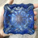 Vintage Cobalt Blue Cut Crystal Ashtray - Elegant Glass For Cigarettes & Cigars Vintage Cobalt Blue Cut Crystal Ashtray - Elegant Glass For Cigarettes & Cigars