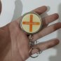 Keyring Mini Portable Round Ashtray - Small Stainless Steel Pocket Tray Flag UK